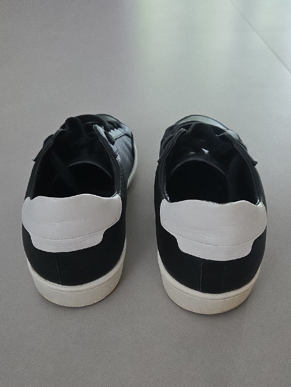 Saint Laurent Black Low-Top Leather Sneakers Size 44/ 11 US - Picture 5 of 7